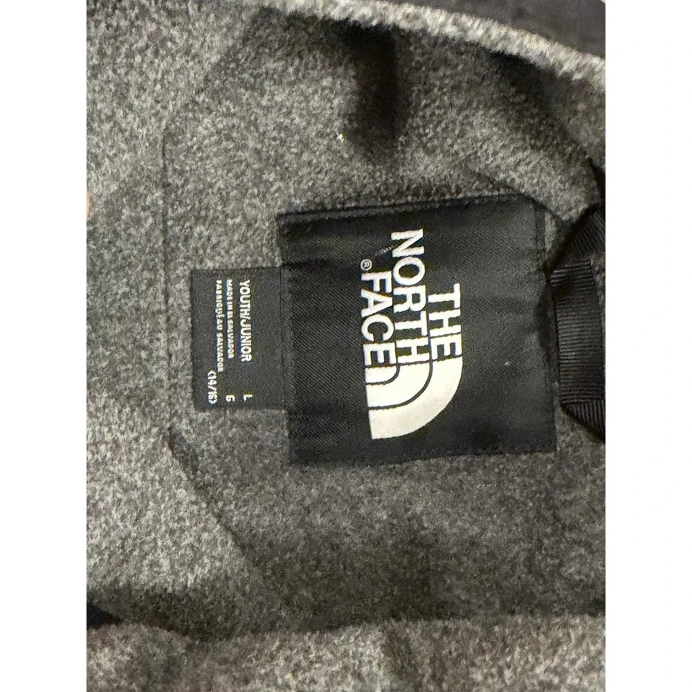 The North Face Boys Medium Gray Black Denali Fleece Full Zip Jacket Coat L